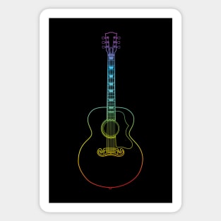 Jumbo Style Acoustic Guitar Colorful Outline Sticker